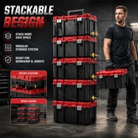 Ensemble de boîtes à outils empilables de grande capacité, boîte à outils portable, rangement pour batterie, chargeur et accessoires de perceuse électrique