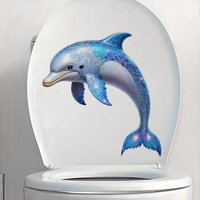 Whimsical Glowing Dolphin Toilet Stickers, Waterproof Vinyl Material, Ideal for Toilet, Home , Refrigerator, Car, Window, Wall