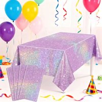 Rainbow Aluminum Foil Pink Laser Disposable Tablecloth Birthday Party Decoration Bachelorette Wedding Supplies