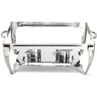9L Stainless Steel Foldable Square Buffet Stove Dish Set Container Food Warmer Rectangular Chafing Dish Full Buffet Catering