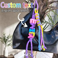 1pc hand-woven dopamine color bag decoration, customizable color letter beads, Christmas gift / Halloween gift / birthday gift