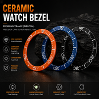 New Seagull SEA600m Style 38mm Orange, Black, and Blue Ceramic Bezel Insert for 40mm Watch Case SKX007 Modification Kit