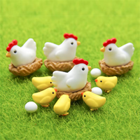 Cute Sheep Chicken Family Mini Figurines Resin Animal Statue Micro Landscape Ornament DIY Moss Garden Aquarium Decor Kids Gift