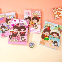 A5 size cute monchhichi 3-year-old cartoon coloring page hard cover magnetic fastener notebook for drawing, student notebook