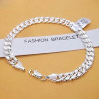 Fashion Hot 925 Silver Bracelet 6mm 18/19/20cm Flat Side Chain Lobster Clasp For Woman Man Wedding Engagement Jewelry
