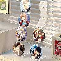 Transparent Badge Display Stand Acrylic Magnetic Wave Stand Desk Badge Photo Frame Creative Desktop Decorative Stand Ornaments