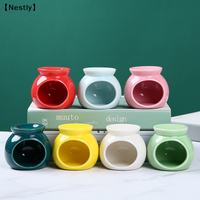 Porcelain Aroma Burner Essential Oil Furance Mini Candle Holder Solid Color Ceramic Crafts Fragrance Item Room Decor〔Nest〕