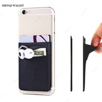 Phone Card Sticker Fashion Elastic Cloth Mobile Cell Phone Card Holder Money Clip Wallets Credit ID Cardholder Adhesive Pocket