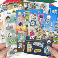 8 Sheets Forest Style Hand-Drawn Cartoon Anime Girl Stickers, Craft Supplies for Scrapbook DIY Projects
