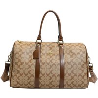Classic Vintage Monogram Travel Duffle Bag, Trendy Versatile Overnight Weekender Bag with Top Handles & Adjustable Strap