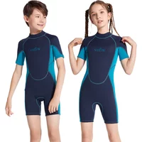 Children's 3MM Neoprene Shorty Wetsuit Back Zipper Surfing Snorkeling Swimming Suit Short Sleeves Boys Girls Kids Swimwear