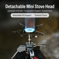 Detachable Mini Camping Stove 3300W Foldable Gas Burner Portable Outdoor Stove Head with 4-Arm Pot Support for Hiking Picnic