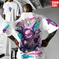 2025 New Pokémon Anime Gengar Peripheral New Printed Short Sleeved Men's and Women's Loose Sports Comfortable Couple T-shirt