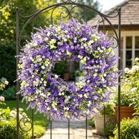 1PCS Artificial Purple Floral Wreath, Lavender & Mixed Flower Wreath for Spring Summer Indoor Outdoor Front Door Decor