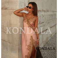 KONDALA Women Unique Elegant Satin Lace Suspender Dress Summer High Street Fashion Asymmetrical Dress 2026 Holiday Beach Dress
