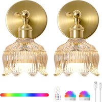 Retro lampa ścienna zasilana bateriami, ładowana i z możliwością regulacji jasności, dostępna w 15 kolorach, sterowana pilotem, z szklanym kloszem, bezprzewodowa instalacja – bezprzewodowa lampa