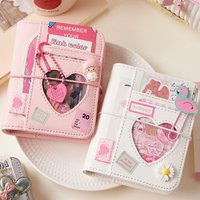 M5 Korean Pink Heart Ring Binder Detachable Portable Travel Journal for KPOP Idol Cute Small Album with Strap Diary Scrapbook