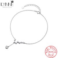 LYNNE 925 Sterling Silver Jewelry Star Zircon Lightning Pendant Anklets Women&Girl Exquisite Dipper Beach Foot Chain PS-10009