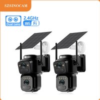 SZSINOCAM 2PCS 3MP 4K HDOutdoor Solar Camera Wifi Dual Lens Dual Screens Wireless Surveillance Camera 365 Days Standby