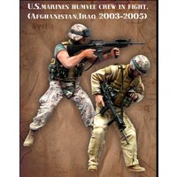 1/35 Scale Resin Model Figure Kit U.S. Marines Humvee Crew in Fight Miniature GK Toy Unassembled and Unpainted