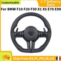 M Sport für BMW M3 M5 F20 F22 F23 F30 F33 F34 X1 F48 X5 F15 X3 F25 F80 E90 E70 E84 Schwarz-Chrom Fat-Style Lenkrad mit abgeflachtem Boden