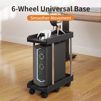 Computer Tower Stand, Mobile Base, Heightened & Moisture-Proof, Dual-Layer Under Desk Storage Rack