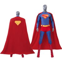 Red Blue Cape Superhero Bodysuit Cosplay Costume Premium Quality Full Set M-XXL Halloween Christmas Comic Con