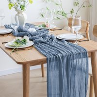 5PCS Cheesecloth Table Runner Gauze Voile TableRunner Boho Tablecloth Dinning Table Decor for Wedding Party Banquet Bride Shower
