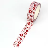 1PC. 10M Deco Cute Red Lips and Hearts Washi Tape for Scrapbooking Journaling Adhesive Masking Tape Stationery