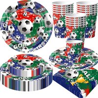 Soccer Theme Birthday Party Decoration Set Football Cups Plates Tablecloth Gifts Bags Balloons Banner Supplies Party Favors Boys
