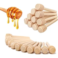 8.4cm/10cm/16cm 10PCS Honey Stir Bar Mixing Handle Jar Spoon PracticalWood Dipper Honey Long Stick Supplies Honey Kitchen Tools