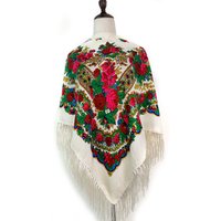 120*120cm Women Russian National Square Scarf Retro Floral Printed Ethnic Scarves Handband Shawl Twill Cotton Handkerchief