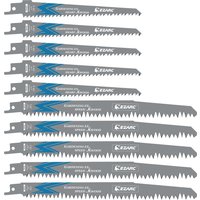 EZARC 10PCS Wood Pruning Reciprocating Saw Blades, 5pcs 6inch(150mm) + 5pcs 9inch(225mm) 5TPI CRV Reciprocating Saw Blades