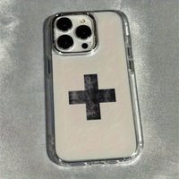 Black cross pattern phone case for iPhone 17 16 15 14 13 12 11 Pro/ Max/Plus shock-proof rear cover anti-fingerprint