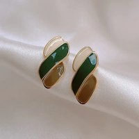 Huitan Novel Three Color Enamel Stud Earrings for Women Fashion Gold Color Finger Accessories Dainty Exquisite Party Jewelry Hot
