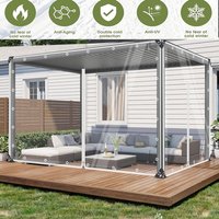 Przezroczysta plandeka PVC z dwukierunkowym zamkiem błyskawicznym, wytrzymała, 420g/m², wodoodporna, odporna na promieniowanie UV, odporna na rozdarcia, przezroczyste panele z oczkami do altan, patio,