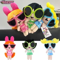 Cartoon Anime Powerpuff Girls Plush Toys 23cm/35cm Stuffed Dolls Blossom Buttercup Bubbles Cute Beach Dress Girls Soft Toy