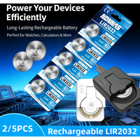 2-5PCS LIR2032 Rechargeable Battery 3.6V Replacement CR2032 Lithium Ion Battery Lithium Cell Coin Batteries with charger