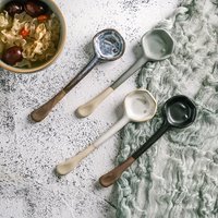 4pcs of vintage ceramic coffee soup spoons, suitable for family meals, salads, breakfasts, coffees, and creative soup spoons