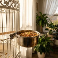 Stainless Steel Bird Feeder Drinking Cup Durable Parrot Food Bowl Water Trough