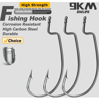 9KM Worm Hooks 25Pcs Ewg Hook for Bass Fishing Hooks, Texas Rig Saltwater Fishing Offset Hook Freshwater