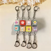 New Kpop Stray Kids Cartoon Keyboard Cap Keychain SKZOO Fang Can Li Minhao Han Zhi Felix Keyboard Cap Keychain Fan Collect Gift