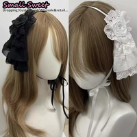 Goth Lolita Handmade White Lace Rose Hair Bands Harajuku Y2K girl Subculture Headwear Punk Bow Headband Hair Accessories