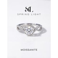Stylever Round D Color Sparkling Moissanite Diamond Ring for Women 925 Sterling Silver Twisted Rings Engagement Luxury Jewelry