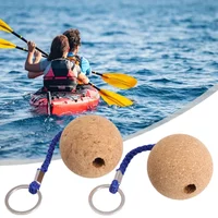 1 Pc 50mm Floating Cork Ball Key Ring Sailing Boat Float Buoyant Rope Ultraweight Wooden Keychain Keyring Kayak Accessories