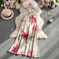 Vintage sexy mesh High Waist Dress A-line Sleeveless Dress Chic Summer Beach Vestidos Women Vacation Two Piece Set