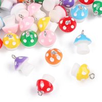 10pcs Cute Mushroom Charms Beads Resin Pendant for Necklace Bracelet Earring Keychain DIY Jewelry Craft Making Accessories