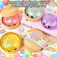 Blind Box Dumpling Squishy Toy, Shiny Beads Colorful Smiley Face Simulation Bun Squishy, Stress Relief Fidget Toy, Holiday Gift