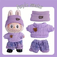 1 Set Purple Fashionable Doll Clothing for Labubu (hat + Sweater + Pants Combination Style, Excluding Dolls) DIY Doll Clothing