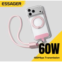 Essager 60W USB C to Type C Fast Charging Cable 2 in 1 Wrist Lanyard Type-C Data Cable for iPhone 17 16 15 Xiaomi Sumsung Huawei